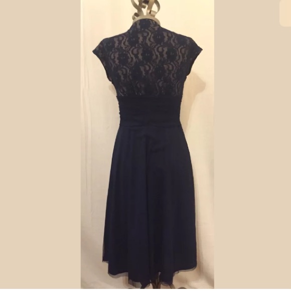 NWT Coldwater Creek (6P) Dark Blue Lacy Dress $109 - Picture 3 of 4